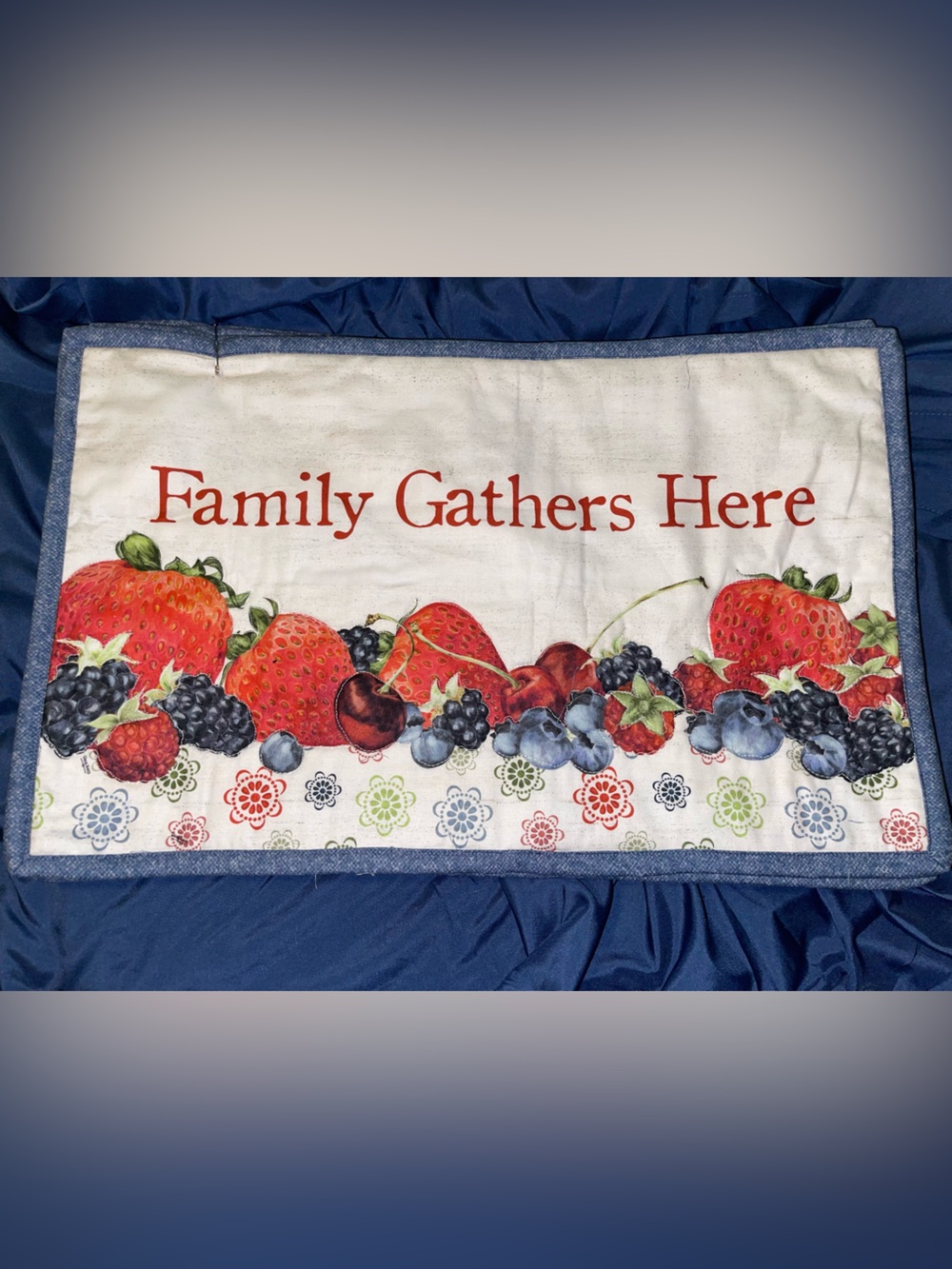 Family Gathers Here Fruit Print Placemats - Homemade